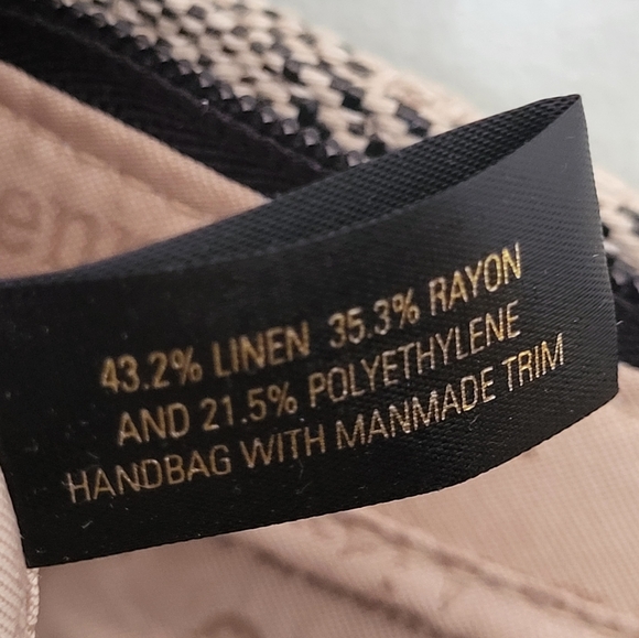 Etienne Aigner Linen Blend Small Shoulder Bag Striped Black Beige - Picture 8 of 14